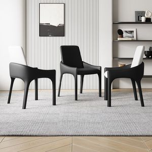 Italian Minimalist <b>Dining</b> <b>Chair</b> Black Backrest Saddle Leather Design Living Room Adult Use - Product Image 3