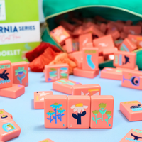 My Fair the CALIFORNIA SERIES |   Mahjong avec un style de la côte ouest, 160 tuiles en mélamine orange-rose-rouge