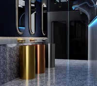 Lavabo sur pied cylindrique HONGDEC en acier inoxydable brossé, pièce unique, moderne, pour salle de bain