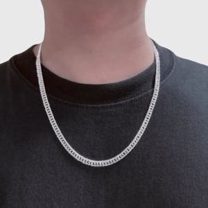 Collar de Plata de Ley 925 <span class=keywords><strong>para</strong></span> Hombre, Cadena Cubana de 5 mm con Corte de Diamante Lateral, Joyería <span class=keywords><strong>Fina</strong></span> Hip Hop <span class=keywords><strong>para</strong></span> Hombre, <span class=keywords><strong>para</strong></span> Fiestas - Product Image 1