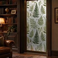 Película Decorativa para Ventanas con Impresión UV, Diseño Botánico de Helecho Victoriano, Película de Privacidad para Vidrio, Personalizada
