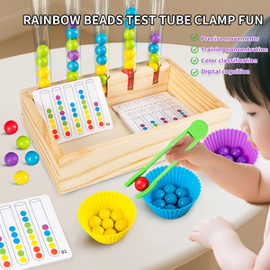 Puzzle Montessori Tube Clips Perles <span class=keywords><strong>Jeux</strong></span> Arithmétiques Jouets en bois <span class=keywords><strong>Maternelle</strong></span> Intelligence Éducation précoce Jouet de comptage pour enfants - Product Image 3