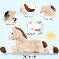 Nouveauté : Peluche cheval en coton PP avec yeux en plastique, idéale comme cadeau d'anniversaire pour enfant