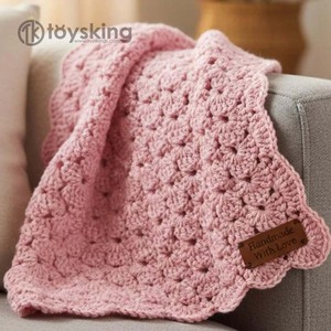 Manta de Bebé Tejida a <span class=keywords><strong>Crochet</strong></span> con <span class=keywords><strong>Punto</strong></span> de Concha - Manta de Guardería Hecha a Mano Ultra Suave, Transpirable y Delicada, Regalo <span class=keywords><strong>para</strong></span> Recién Nacidos - Product Image 6