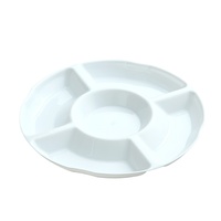 Assiette ronde à motifs solides de qualité alimentaire, plateau de service à fruits à cinq compartiments pour hôtels et restaurants, design moderne et minimaliste