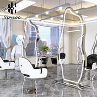 Miroir de coiffeur mural irrégulier en gros, double face, en verre, pour salon de coiffure, avec éclairage LED personnalisé