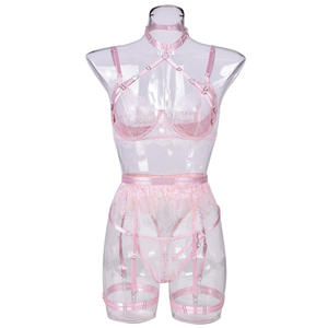 Hot Feather Luxury Lace Sexy Ropa interior erótica Conjunto de 3 piezas Mujeres Transparente Sexy 2024 Conjuntos de lencería Ropa de mujer - Product Image 5