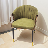 Chaise de salle à manger ergonomique haut de gamme en acier inoxydable moderne, fauteuils rembourrés en tissu velours, métal pour hôtel, vert orange