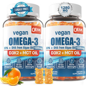 Suplemento de Salud Natural de Marca Privada Omega 3 EPA DHA de Aceite de Algas 1600mg Gomitas para el Desarrollo Cerebral Omega Gummies - Product Image 1
