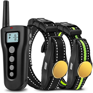Collar de descarga eléctrica recargable IP67 a prueba de agua para perros pequeños/grandes, actualización de 2 perros, ladridos de control remoto de 1000 pies, pitido de plástico - Product Image 1