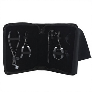 Professional Hair Extension Tools Kit <b>Tape</b> in Weft Pressings & Microbeads Remover Pliers Parting Finger Scissor Hook & loop tool - Product Image 1