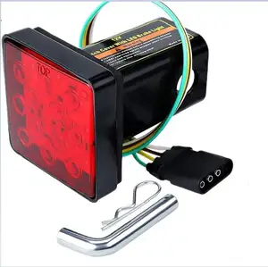 Trailer Hitch Receiver Cover with 12 LEDs Red Brake Light with Trailer Hitch Pin & Clip for Towing Truck RV and SUV