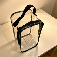 Sac de voyage cosmétique pliable en PVC transparent, durable, résistant à l'eau, grand format, réutilisable, avec fermeture éclair