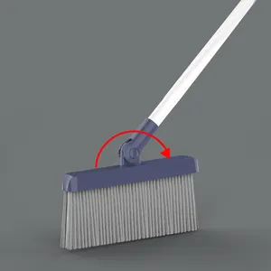 Household Hand Push Floor Sweeper Household Cleaning Windproof Plastic Material Long Handle Broom And Dustpan Set 360 Degree