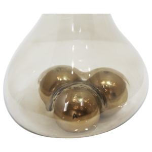 Vaso in vetro con base in metallo a sfera, vaso per fiori contemporaneo per centrotavola, decorazione moderna. - Product Image 4