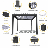 Motorisierte Aluminium-Vollretraktions-Lamellendach-Pergola, bioklimatisch, hurrikansicher, für Balkon und Garten – umweltfreundlich