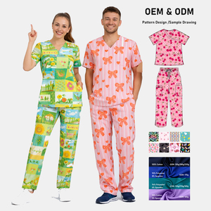 Uniformes de Enfermagem para Mulheres com Estampa de Desenhos Animados, Tops de Enfermagem Personalizados com Design Estiloso - Product Image 1