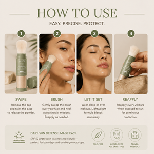 Private Label Vegan Broad Spectrum UVA UVB Protection <strong>SPF</strong> 50 Mineral Sunscreen <strong>Powder</strong> With Brush for Sensitive Manufacturer - Product Image 5