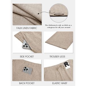 2025 hommes décontracté lin pantalon taille élastique cordon été plage Yoga pantalon léger coupe ample avec Logo personnalisé - Product Image 3