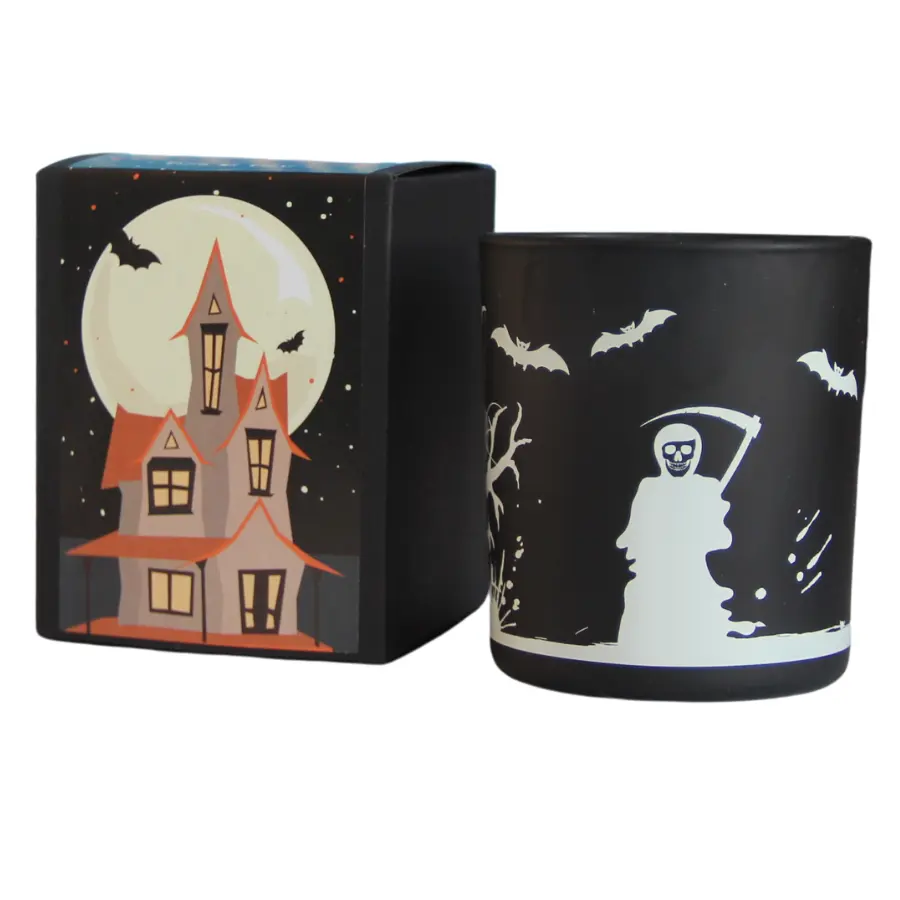 Wholesale Fesival Ghost Theme Candle Soy Wax Frosted Glass Tumbler Table Centrepiece Best Halloween Candles