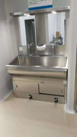 Évier portable en acier inoxydable à commande au pied pour 2 personnes, mobilier hospitalier, lavabo pour les mains 1200*600*1800mm