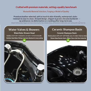Sillón de Peluquería Moderno de Cuero con Reposapiés Ajustable y Lavabo de Cerámica, Diseño Portátil para Spa Capilar y Barbería - Product Image 5