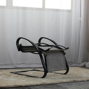 Chaise de salon de terrasse large <span class=keywords><strong>fauteuil</strong></span> inclinable extérieur ou intérieur chaise légère en textilène avec coussins style porte-à-faux - Product Image 2