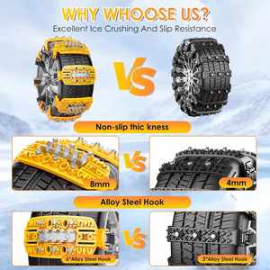 Cadenas de Nieve Universales para Neumáticos de Automóvil, Aleación de Titanio y Acero, Accesorios para Neumáticos Reforzados y Anchos - Product Image 3