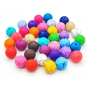 Nouvelles perles en silicone rondes imprimées <span class=keywords><strong>de</strong></span> 15 mm, perles en silicone pour bébé, perles à mâcher, perles en vrac pour la fabrication <span class=keywords><strong>de</strong></span> stylos, bracelets et colliers - Product Image 2