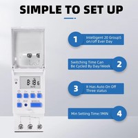 30A 220V Din Rail 2 cables Semanal 7 días Programable Digital TIME SWITCH Relé Temporizador Control Relé de tiempo