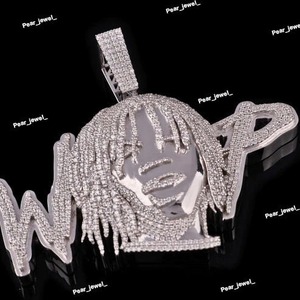 <b>Top</b> Quality 925 <b>Silver</b> Bling Face Letter Moissanite Diamond Pendant for Necklace Streetwear Jewelry Available at Factory Price - Product Image 3