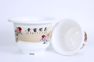 Maceta Decorativa de Plástico Roja, Estilo Chino, con Diseño Impreso, para Jardín, Bonsái, con Patrón de la Suerte, Tamaño Mediano - Product Image 3