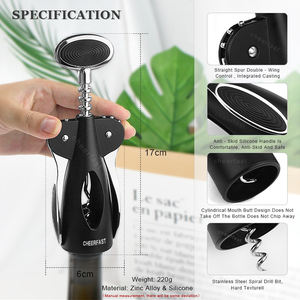 Multifunctional Zinc Alloy Wine Bottle Cork Screw Opener <strong>Excellent</strong> Winged Style Waiter Corkscrew - Product Image 4
