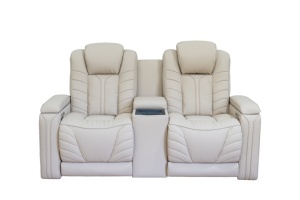 Ensemble de canapés inclinables intelligents en cuir PU 3+<span class=keywords><strong>2</strong></span>+1 <span class=keywords><strong>places</strong></span> avec massage, cadre métallique extensible et porte-gobelets LED - Product Image 2