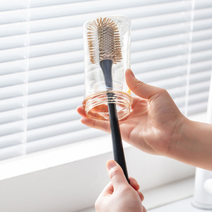 Silicone Bottle Brush Red And Gray For Baby Bottles And Cups Cleaning With Soft Bristles - Product Image 2