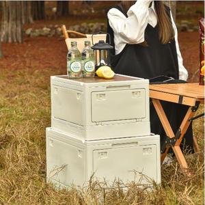 Hộp đựng đồ xe hơi gấp gọn bằng nhựa PP màu be 20L dùng cho cắm trại ngoài trời - Product Image 2