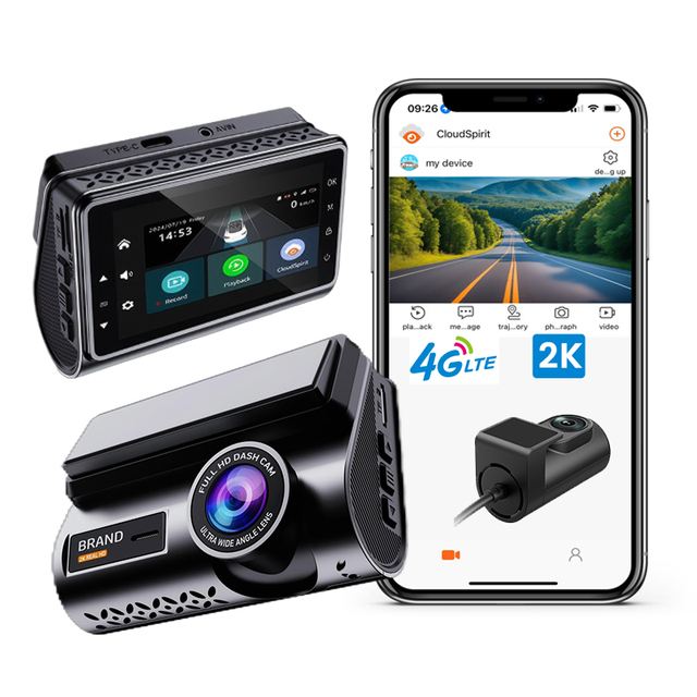 4G Car DVR 2K Dashcam for Car Built-in WiFi Microphone with APP Live GPS Tracking G-Sensor Time Lapse Parking Monitor 3.0"LCD