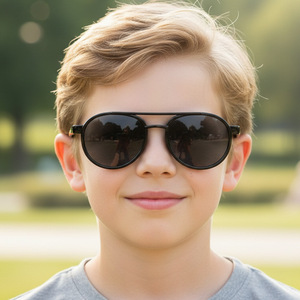 <span class=keywords><strong>Gafas</strong></span> de Sol Infantiles Unisex <span class=keywords><strong>con</strong></span> Forma de Rana, Moda 2026, Retro Clásicas, UV400, Montura Completa, Doble Puente, Estilo Piloto - Product Image 2