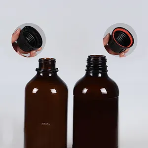 Flacon de réactif à vis chimique de laboratoire en verre ambré brun de 1000ml avec bouchon