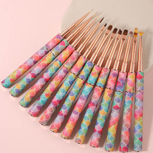 Pinceau applicateur de vernis à ongles en polygel, mini, ovale, plat, à manche métallique effet écaille de poisson - Product Image 6