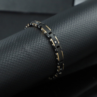 Bracelet pour homme Xinyashang, logo personnalisé, acier inoxydable noir et or, chaîne à maillons de luxe, bracelet tendance avec zircon 5A