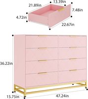 Commode large rose avec poignée en métal