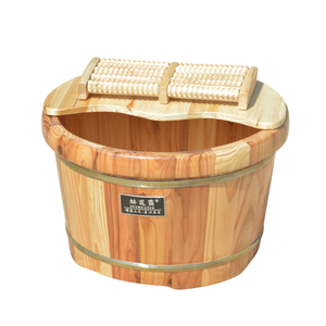 Baignoire ronde en <span class=keywords><strong>bois</strong></span> massif isolée de 25 mm de style chinois antique, durable et anti-corrosion, pour usage domestique - Product Image 1