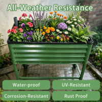 Bac à légumes auto-drainant sur roulettes 90x40x81cm en acier galvanisé avec étagère