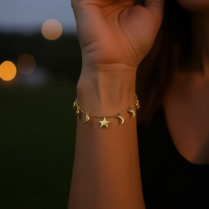 Amy Amy Charm <b>Bracelet</b> Gold Plated Star Moon Zircon Women's Fashion Jewelry Gift - Product Image 3