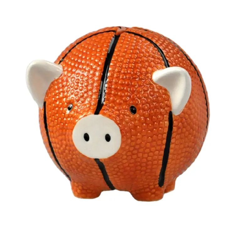 Hucha de cerámica con diseño personalizado para niños, alcancía de baloncesto, fútbol, dinero, caja