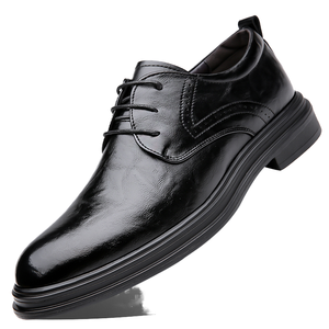 Mocassins en PU véritable pour hommes, chaussures habillées à enfiler pour le bureau et les occasions professionnelles, chaussures de mariage, saison printemps, plates et unies - Product Image 1