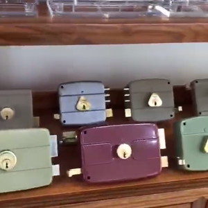 Poignées de porte de sécurité en laiton antique 540 Moyen-Orient, serrure à pêne dormant ronde à 3 points, serrure de porte de jardin en fer avec poignées et clés - Product Image 5