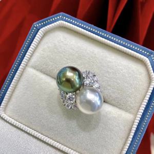 Nouvelle conception, bague en argent pur S925, perle d'eau douce ronde de 9-8 mm, presque parfaite, avec une personnalité à la mode - Cadeau - Product Image 1