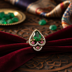 Pear <b>Emerald</b> CZ Ottoman <b>Silver</b> Authentic <b>Ring</b> Ottoman Style Popular Charm Wholesale Handmade Turkish Jewelry - Product Image 3